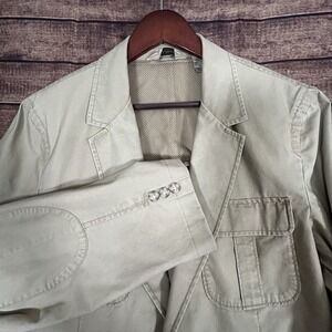 VINTAGE LL Bean Men Jacket 44 Brown Blazer Field Safari Utility Elbow Patch 90s